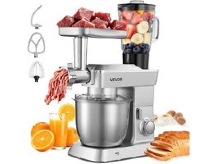 Robot Pâtissier Et Culinaire 4 3L 1300W 6 Vitesses + Pulse Hachoir Blender 1 5L Bol Inox Fouet Batteur Et Crochet