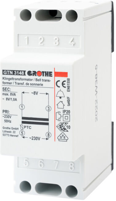 Grothe Transformateur de sonnette GTN 3148 8VAC 1A (14201)
