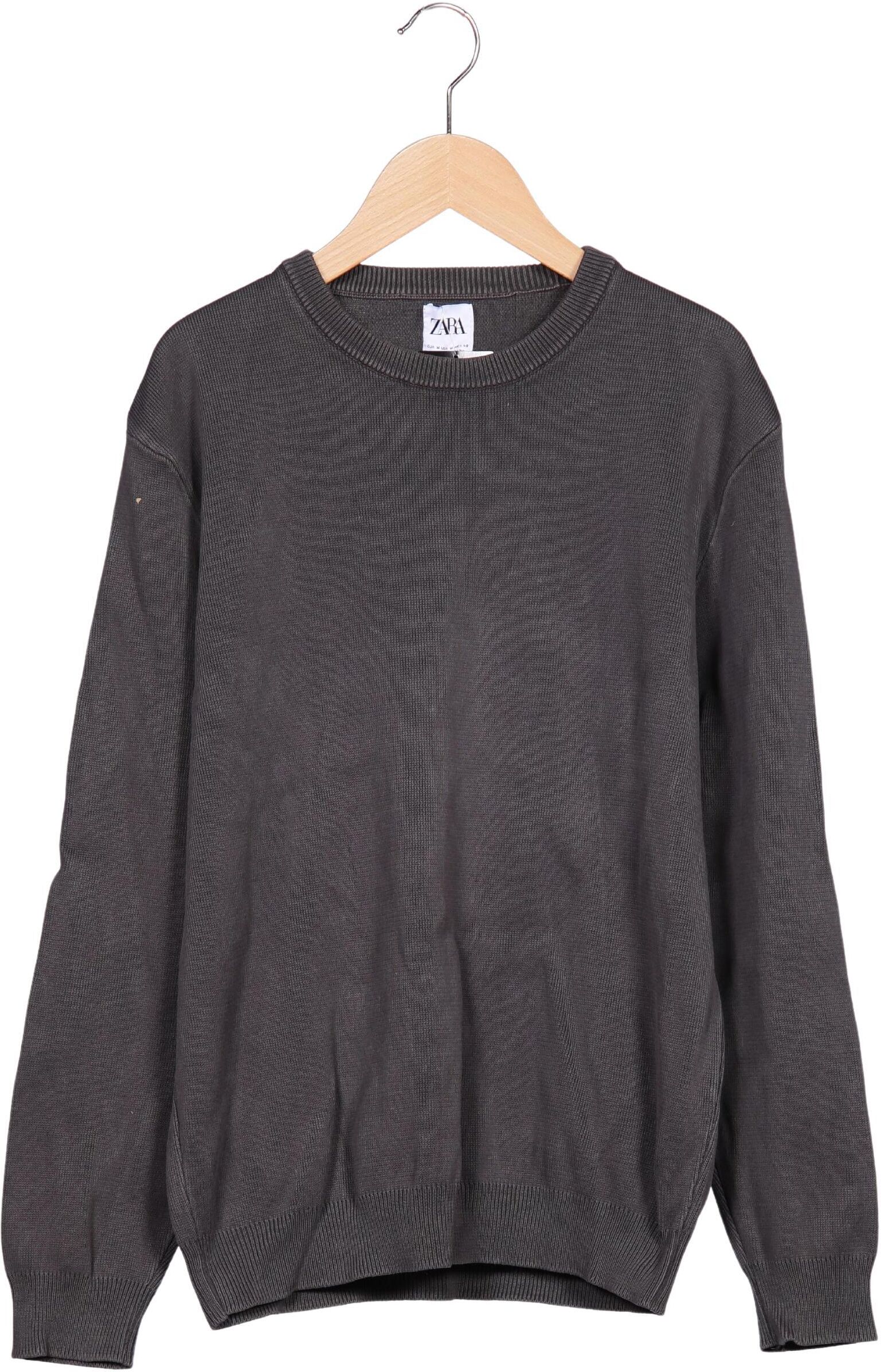 Zara Damen Pullover, Grau, Gr. M, Baumwolle - Second Hand