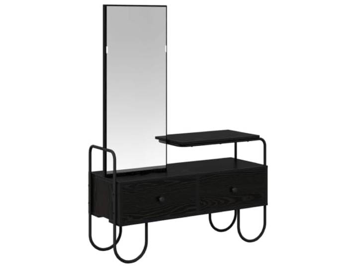 Makastle Schminktisch mit Spiegel Schwarze Eiche 100x36,5x136 cm