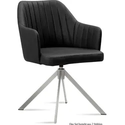 ARMLEHNSTUHL drehbar (2er-Set) Davyzha 58x81x60 Edelstahl/Anthrazit
