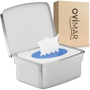 ovimar Feuchttücherbox Egense 81004174, silber, aus Edelstahl, 16,5 x 6,6 x 13 cm, zur Wandmontage