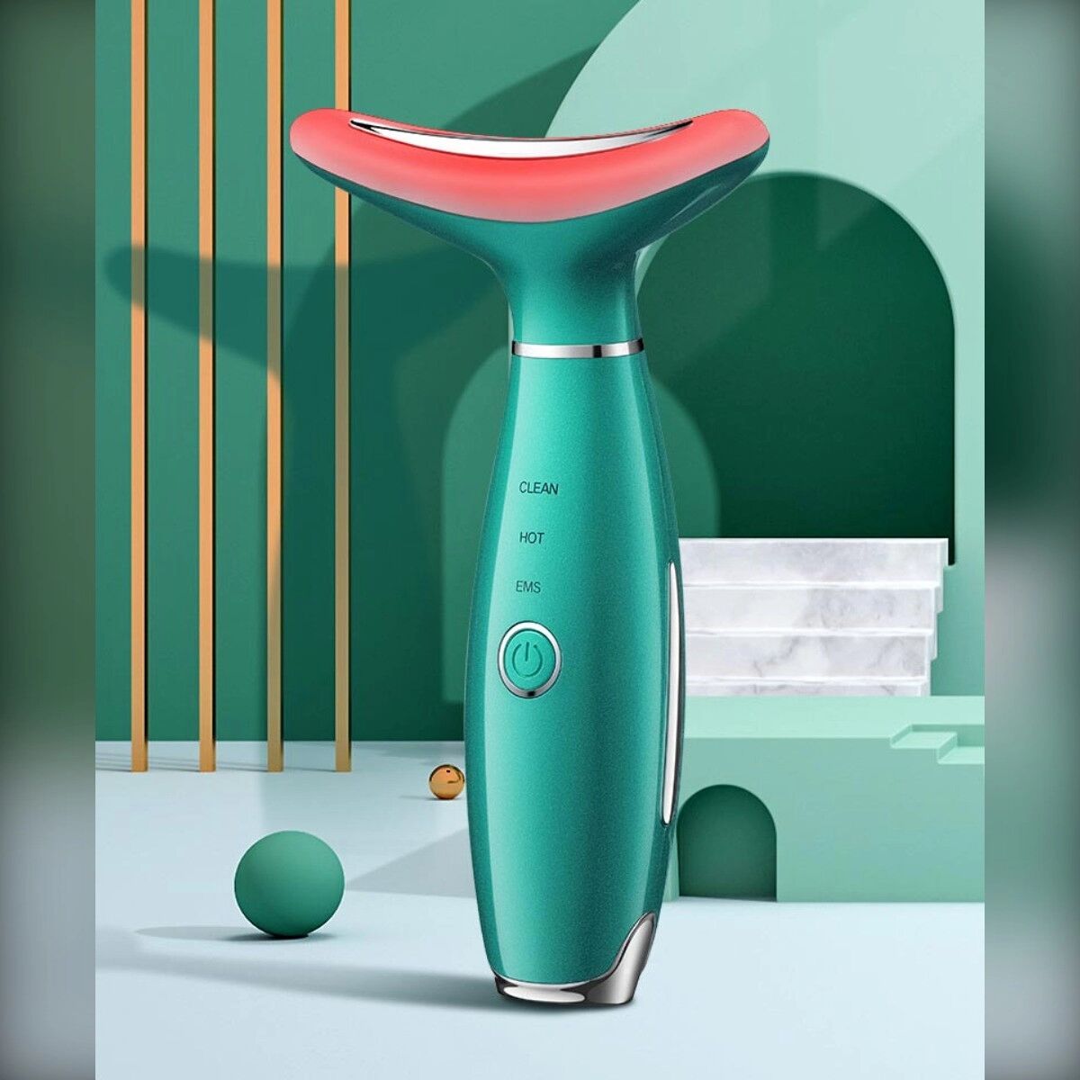 INF LED-Halsmassagegerät mit Mehrlicht-Phototherapie, 6000 Vibrationen pro Minute und wohltuender Wärmepflege Weiß