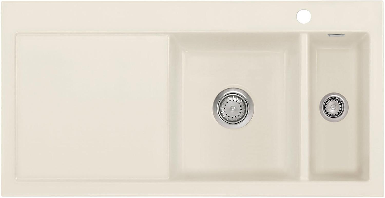 Spüle KeraDomo MERA 100 in JASMIN Becken rechts mit Handbetätigung