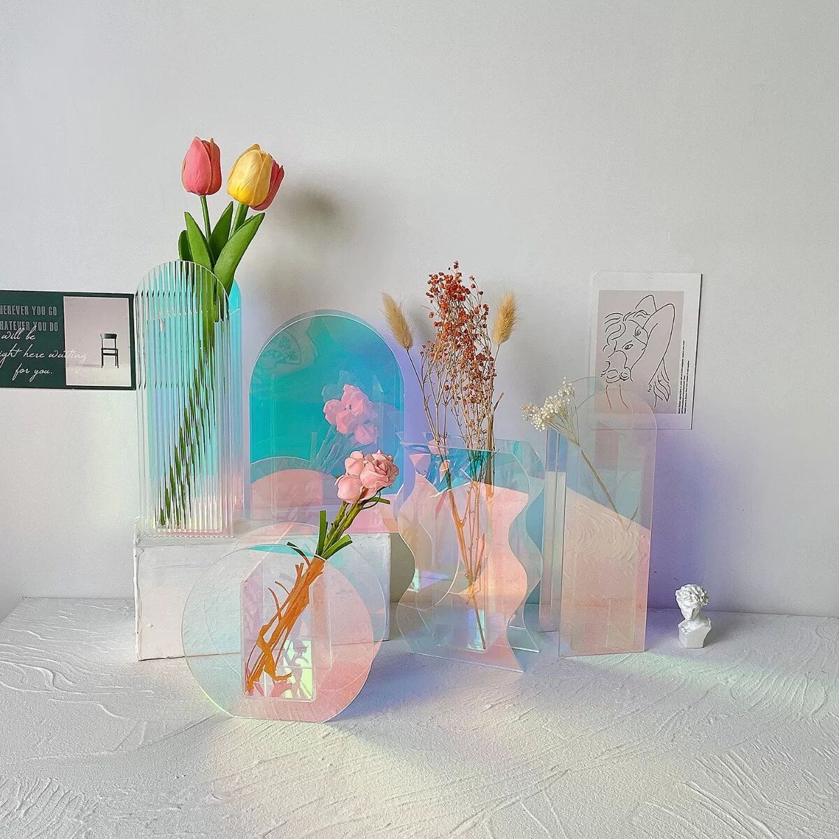 INF Irisierende Acryl Kreativ Vase Ornament - Moderne Wohnkultur
