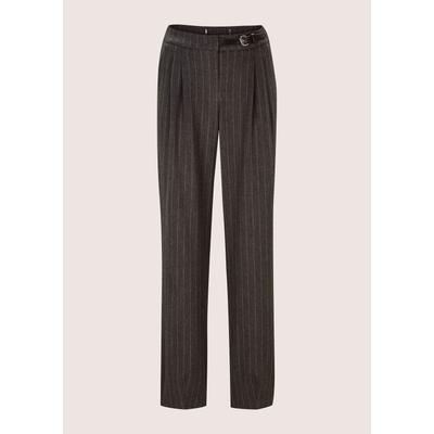 Bundfaltenhose MADELEINE "Hose Barrel-Leg-Hose mit Nadelstreifen", Damen, Gr. 44, N-Gr, grau (bleigrau, graphit), Modern, wide leg, Hosen