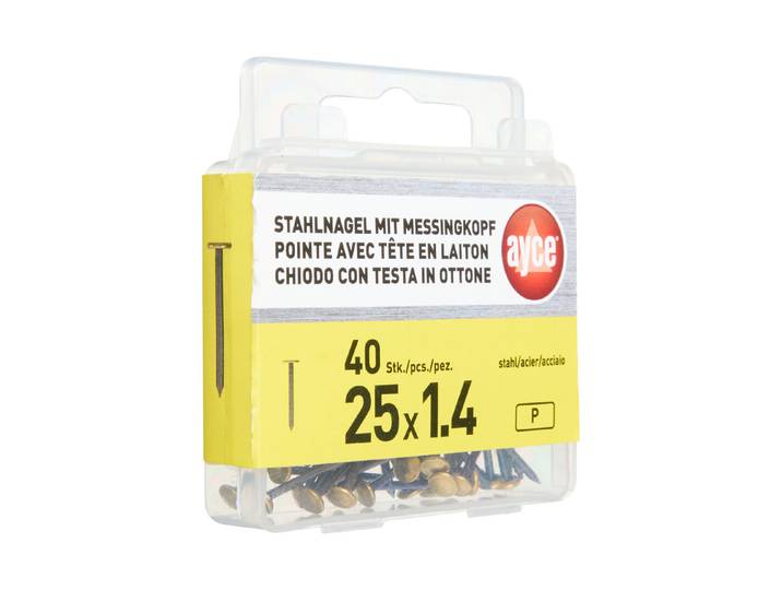Ayce Stahlnägel mit Messingkopf 25 mm 40 Stück