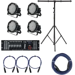 Showlite FLP-144 Scheinwerfer 4 x Set inkl. Showlite Master Pro USB, Stativ & Kabel