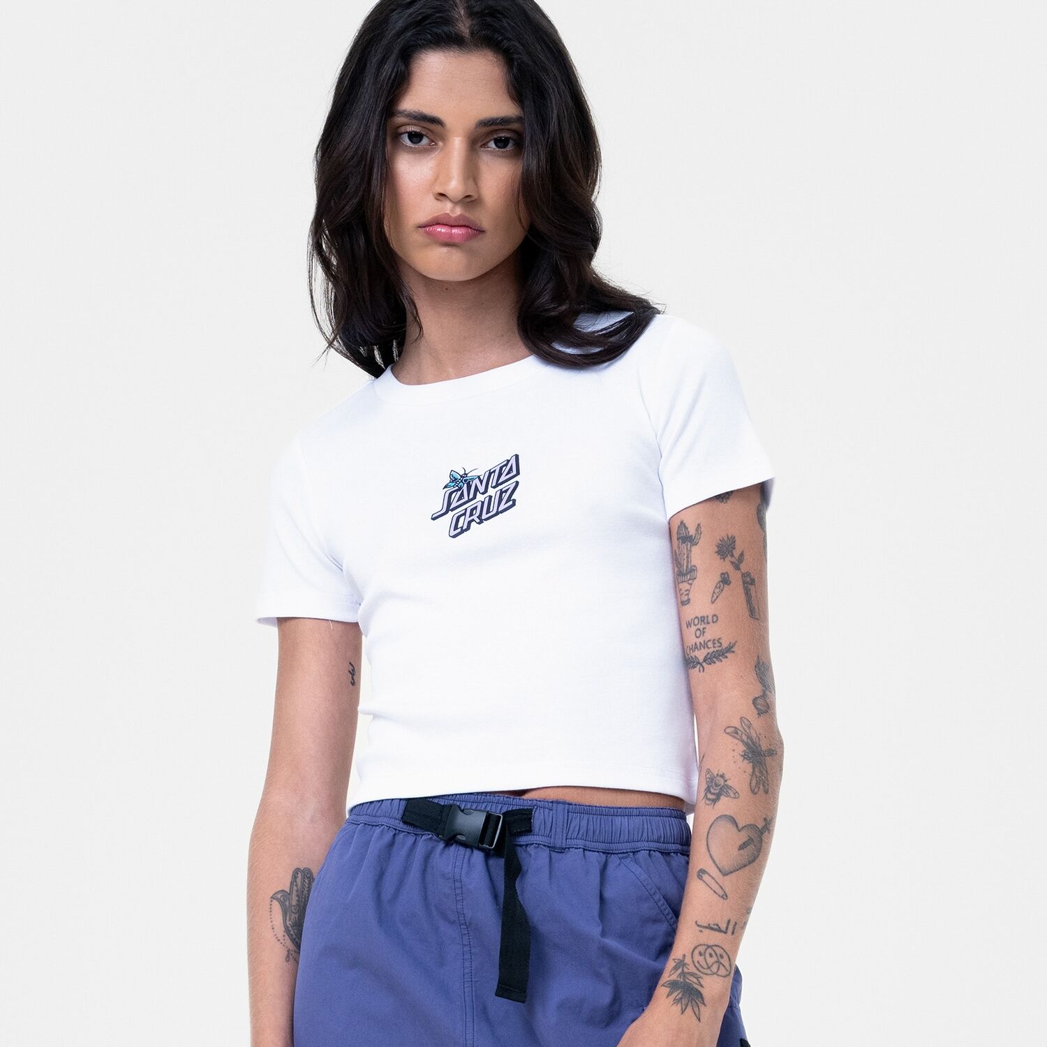 T-Shirt SANTA CRUZ "FLUTTER FLASH T-SHIRT", Damen, Gr. M (10), weiss (weiß), Obermaterial: 70% Baumwolle, 30% Polyester, Shirts T-Shirt weiß M (10)