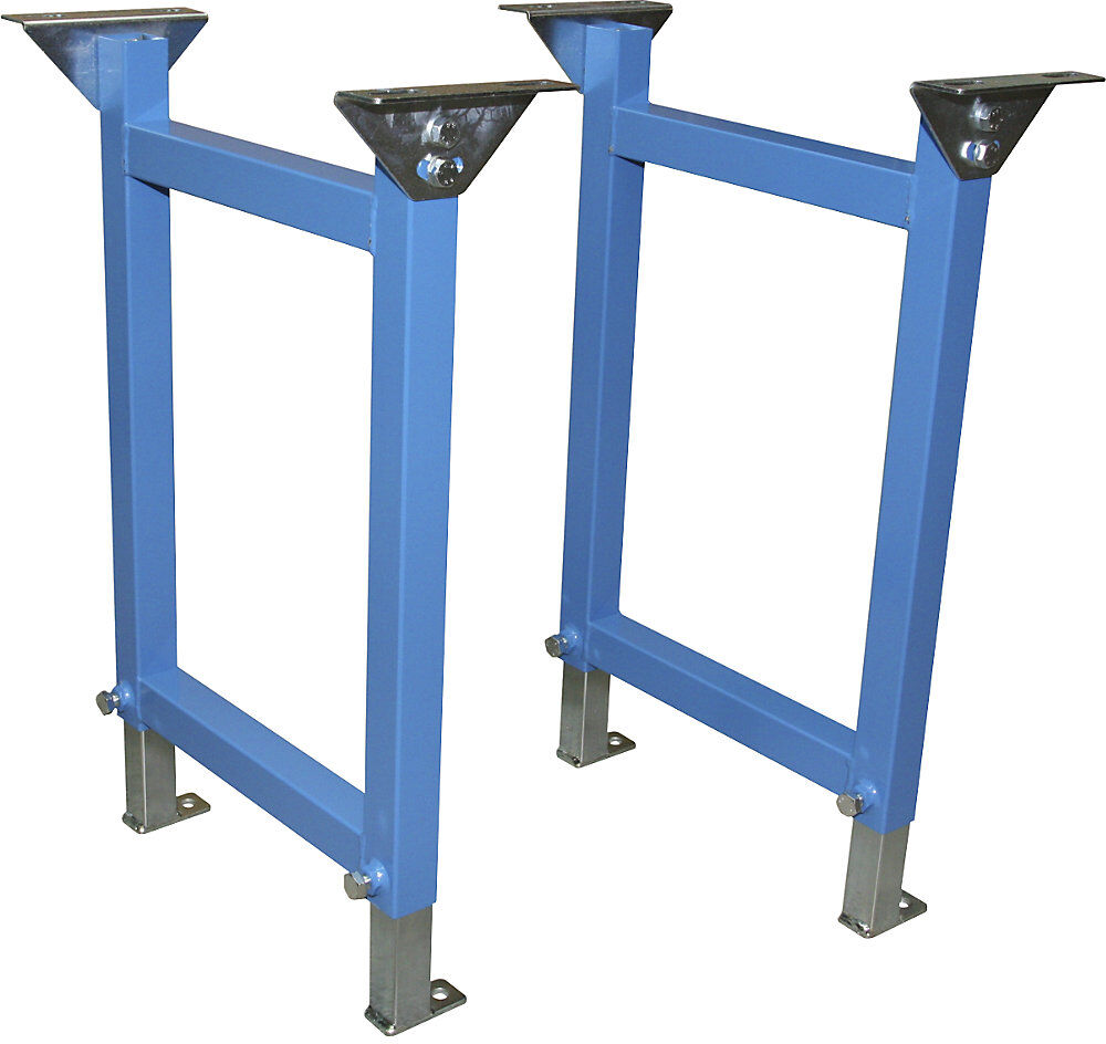 kaiserkraft Stütze, für Schwerlast-Rollenbahnen, blau, Bahn-B 500 mm, H 680 - 1100 mm