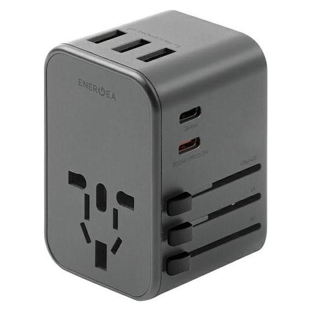 Energea ład. siec. 3xUSB+2xUSB-C PD-PPS-QC 3.0 35.5W 3A2C adapter 4w1 US/UA/EU/UK szary/gunmetal Tra (35.50 W, 5 Ports) (6957879461699)