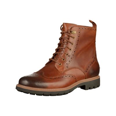 Schnürstiefelette CLARKS "Clarks Stiefelette Leder", Herren, Gr. 42,5, braun (dunkelbraun), Leder, Schuhe Schnürstiefelette