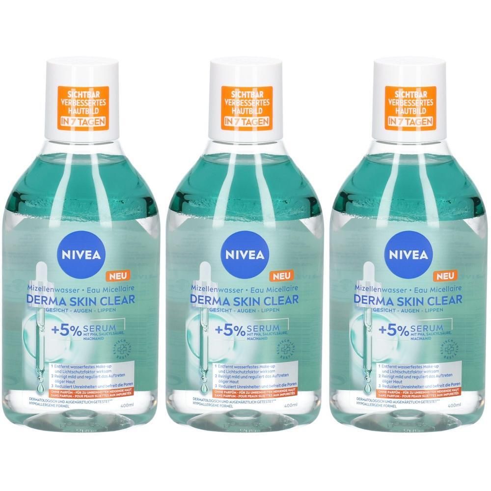 Nivea Derma Skin Clear Mizellenwasser 400ml x3 3x400 ml