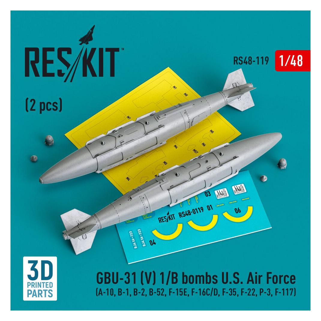 ResKit GBU-31 (V) 1/B bombs U.S. Air Force (2 pcs) (A-10, B-1, B-2, B-52, F-15E, F-16C/D, F-35, F-22, P-3 (RS48-0119)