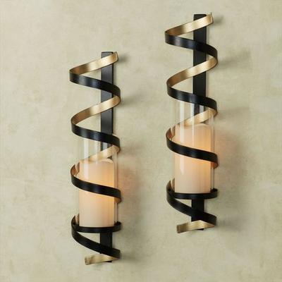 Touch of Class Infinite Spirals Wall Sconce Pair Black/Gold, Pair, Black/Gold