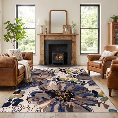 World Rug Gallery Modern Bright Flowers Non-Slip Area Rug Multi