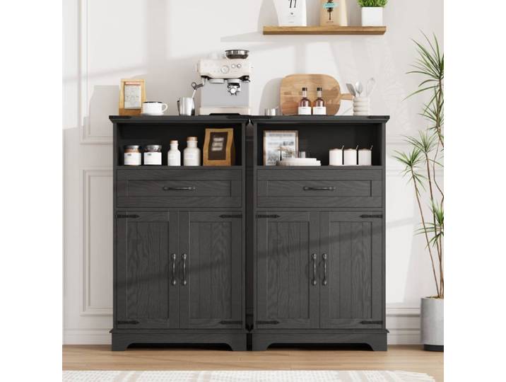 Buffet salle de bain vintage double porte tiroir compartiment anti‑bascule
