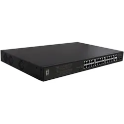 LevelOne Switch 28x FE FGP-2831 2xGE 2xGSFP 802.3xPoE (28 Ports), Netzwerk Switch, Schwarz
