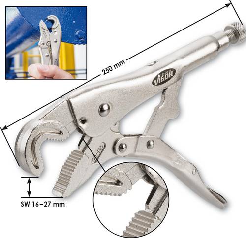 Vigor V3739 Gripzange Gerade mit Prismenaussparung 250mm