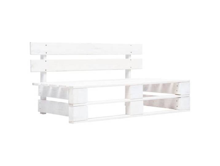 Banc palette de jardin en bois blanc JILI - 2 personnes - 110x65x55cm - Extérieur