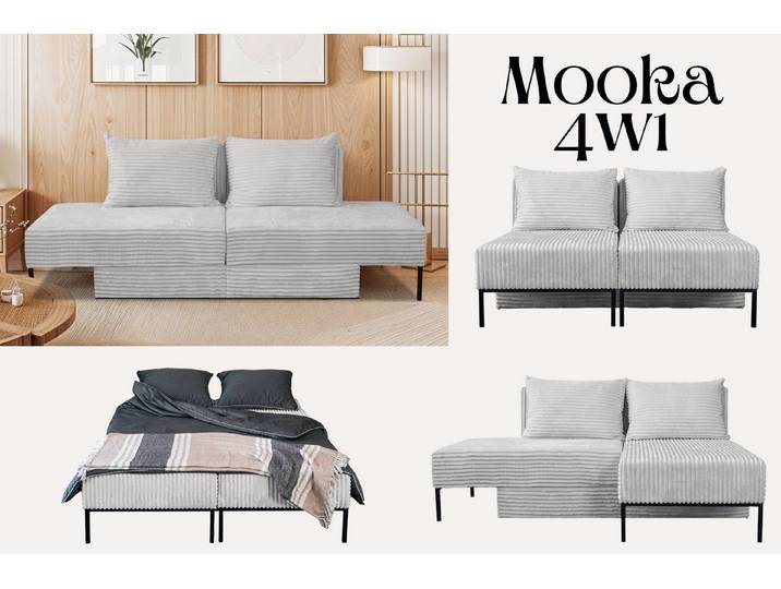 Kaiser Möbel Schlafsofa Ecksofa, Betten, Liegestuhl, MOOKA 4in1-Multifunktions-System
