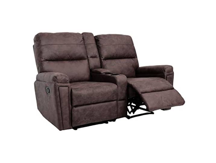 Mendler 2er Kinosessel HWC-K17 Getränkehalter - Stoff/Textil braun