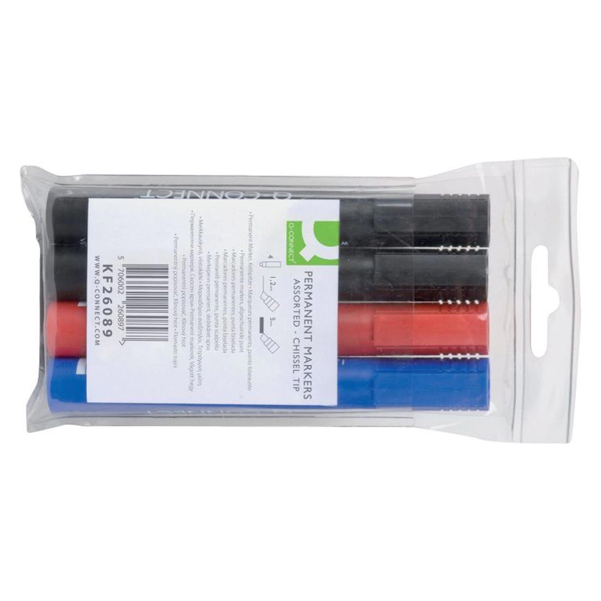 Q-Connect Permanent Marker mit Keilspitze (4x) (KF26089)