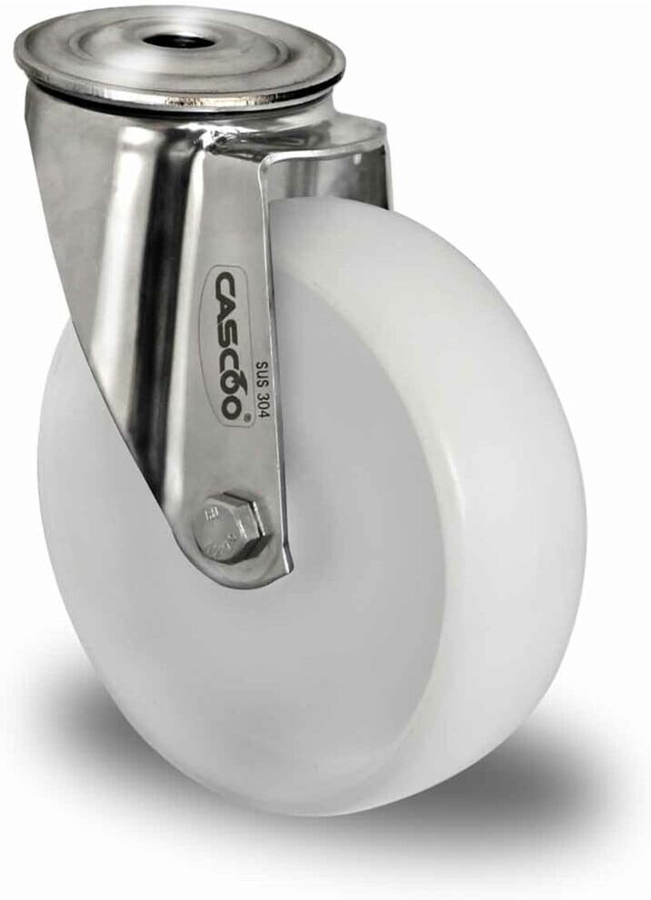 CASCOO Rückenlochlenkrolle ø 125 mm Serie N0N0 Gleitlager Edelstahl (HIH86S0125N0N0L0N)