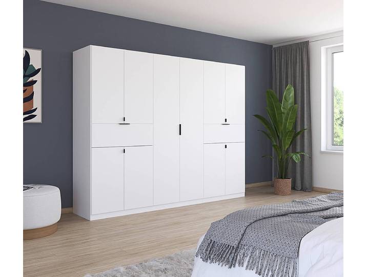 Drehtürenschrank Ticao 271cm Weiß/Alpinweiß