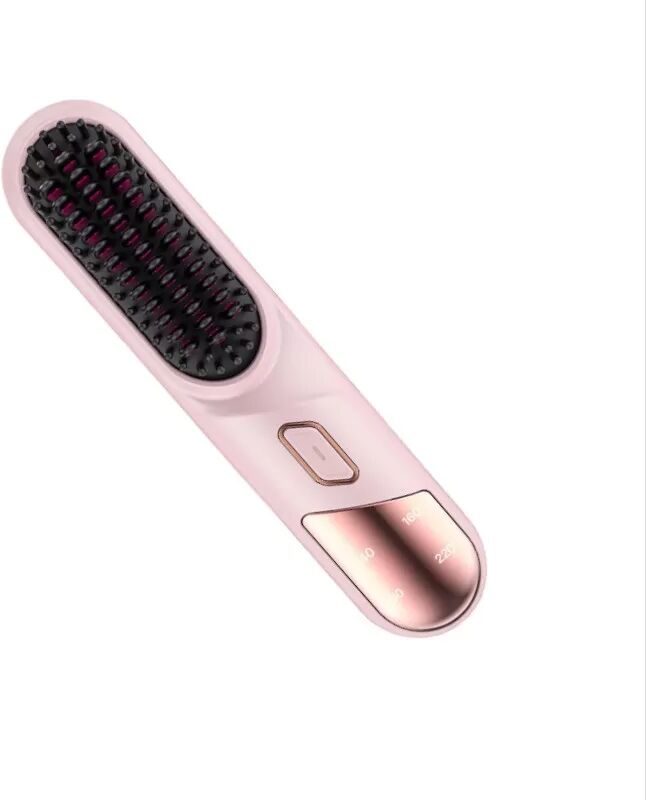 INF Kabellose Haarglättungsbürste mit Ionenpflege, tragbarer Mini-Hairstyler Rosa
