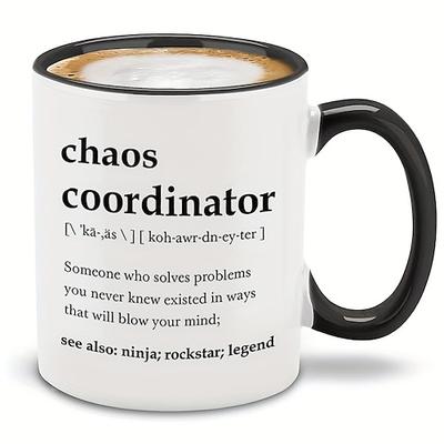 Chaos-Koordinator-Tasse – tragbare Kaffeetassen, 325 ml, Boss Lady-Geschenke für Frauen, Boss-Tasse, einzigartige Geschenke für Frauen, coole Geschenke für Kollegen, Lehrer, Wertschätzungsgeschenke