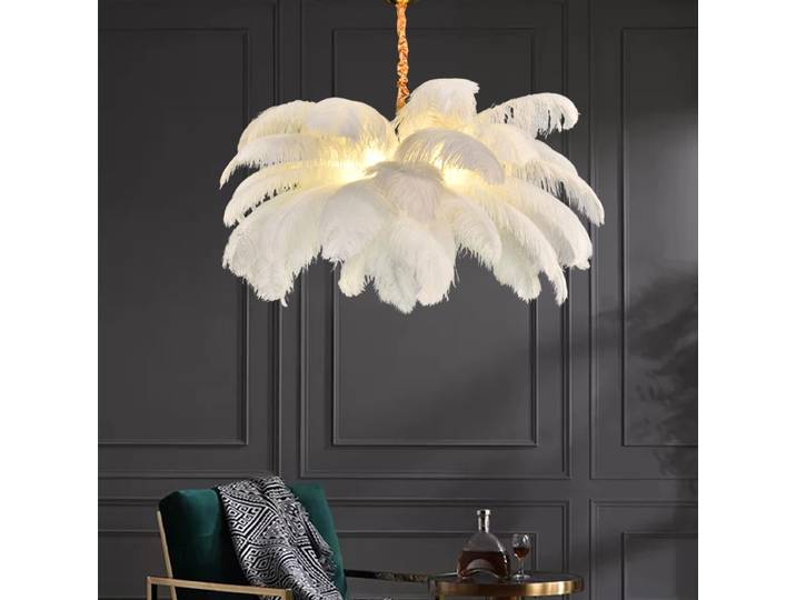 LED nordique plume lustre moderne Ins Style suspension pour salon chambre décoration intérieure minimaliste éclairage à la maison