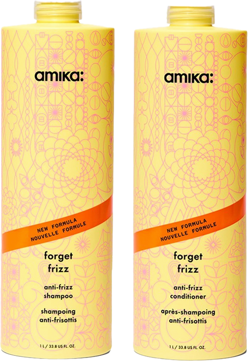 Amika Forget Frizz Shampoo 1000ml & Forget Frizz Conditioner 1000ml Du