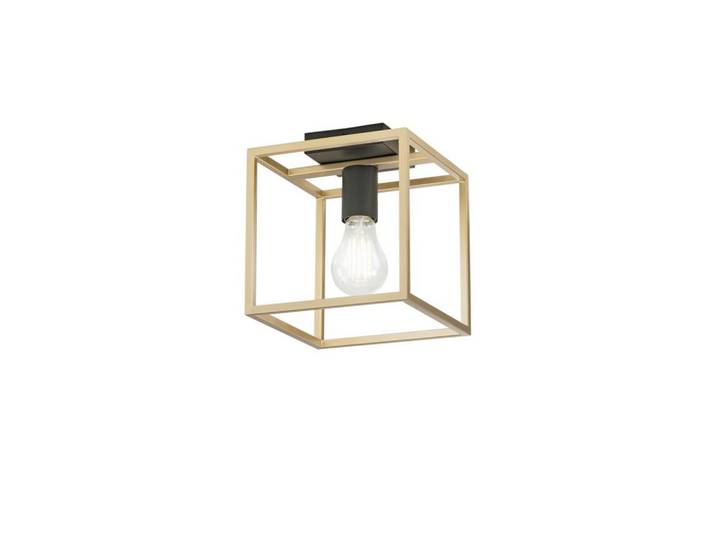 Deckenleuchte Luce Ambiente e Design, Schwarz, Goldfarben, Metall, quadratisch, 20x22.5x20 cm, gleichmäßige Lichtverteilung, Lampen & Leuchten, Innenbeleuchtung, Deckenleuchten, Deckenleuchten