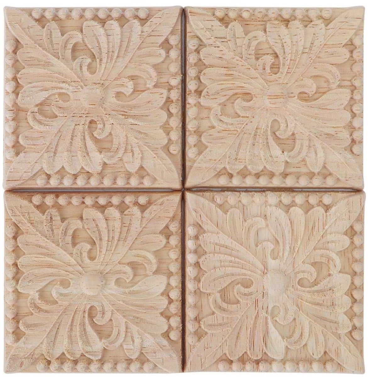 Set van 4 sierlijke houten appliques voor meubels en huisdecoratie
