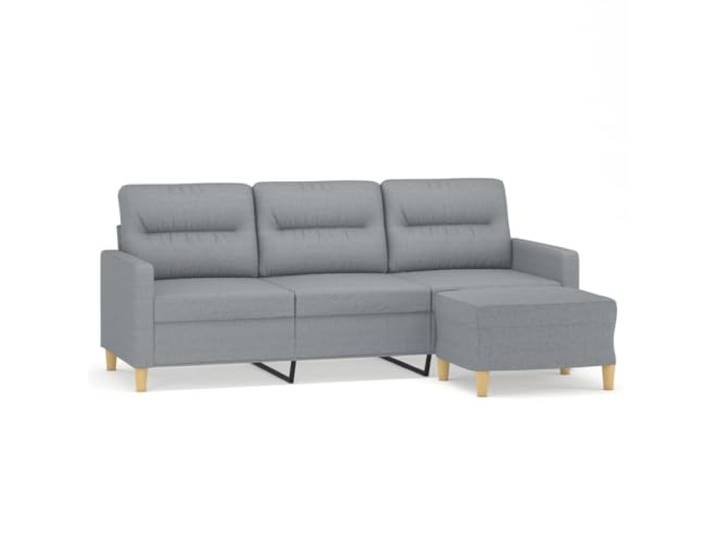 GHVBNMF 3-Sitzer Sofa mit Hocker Hellgrau Polstersofa Set 198cm Bequeme Polstergarnitur aus Stoff für Wohnzimmer und Gästezimmer, inklusive Fußhocker für flexible Sitzgelegenheiten.