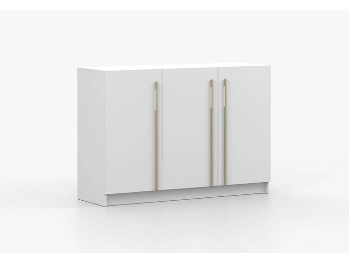 Kommode ROSA 3D 134 cm Weiß Weiß Gold