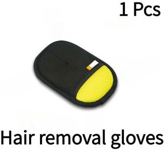 Inspired Living Pet Hair Removal Grooming Gloves For Cats, Dogs, Sofas And Clothes small yellow 1pc