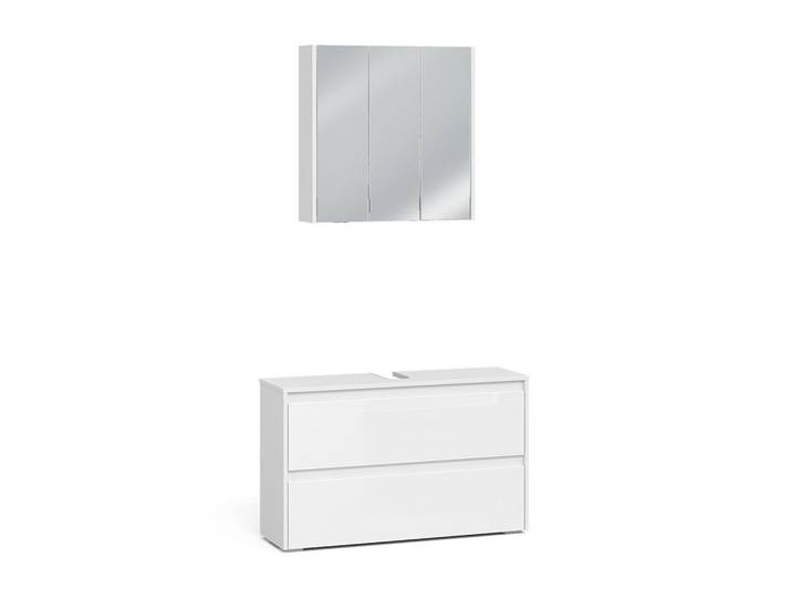Vicco Badmöbel-Set Majest, Weiß Hochglanz/Weiß, 2-teilig, Weiß Hochglanz, Weiß, Holzwerkstoff, nicht einzeln stellbar,Rechteckig, 100x62x30.1 cm, Badezimmer, Badmöbelsets & -serien, Badmöbelset