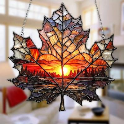 Uplifted Finds Sunset Maple Leaf Outdoor Decor Suncatcher Window And Curtain Hanging Decoration Sunset Maple Leaf Outdoor Decor Suncatcher Window And Curtain Hanging Decoration