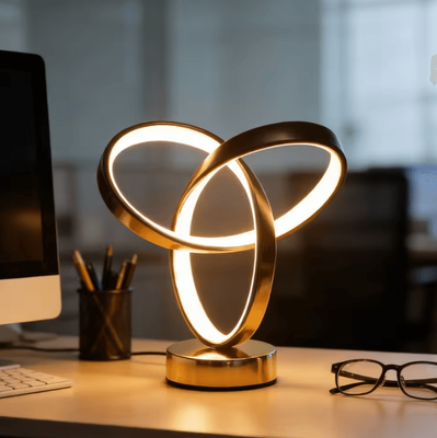 Inspire Curations Modern Art USB Desk Lamp With Tri Color LED Lighting For Bedroom, Office & Living Room gold warm White