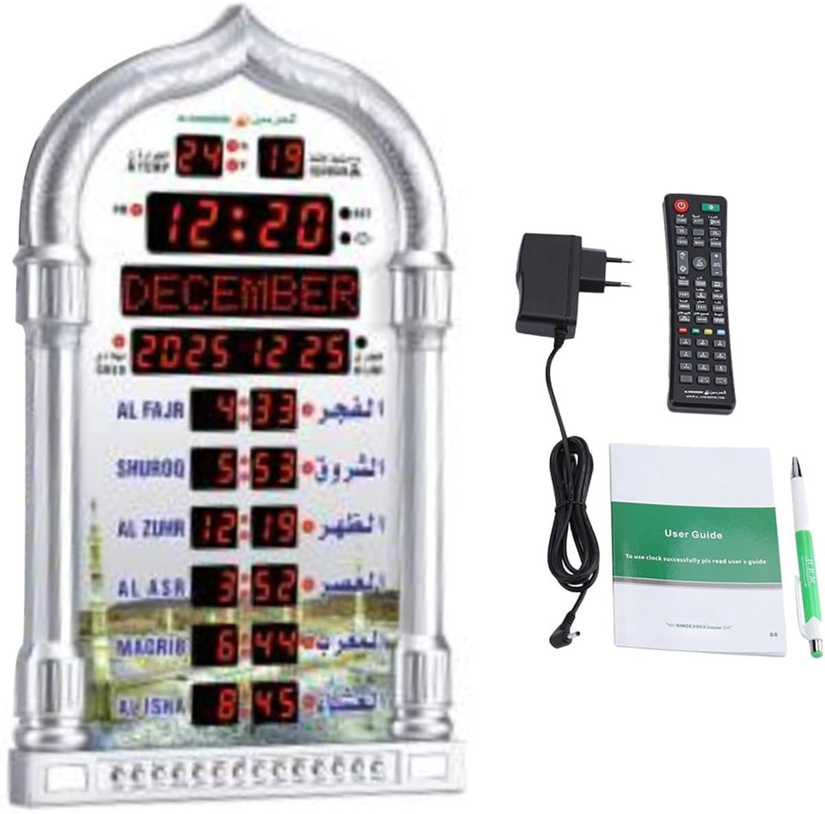 Automatische Islamitische Wandklok met Digitale Gebedsalarmfunctie en EU Plug, 110-240V