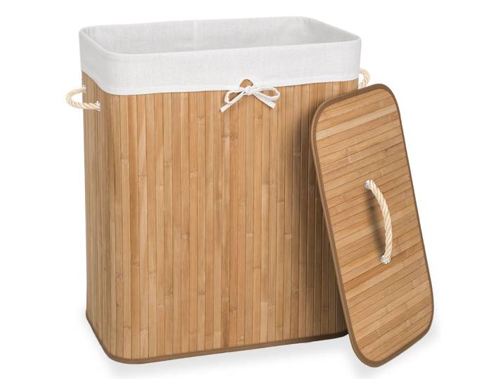 Panier à linge bambou rectangulaire - 100 L, beige