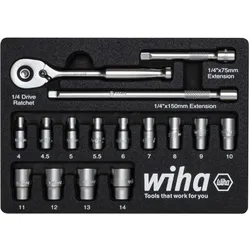 Wiha 44683 Wiha Ratschenschlüssel Set 1/4" 17-tlg mit Schaumeinlage () 44683