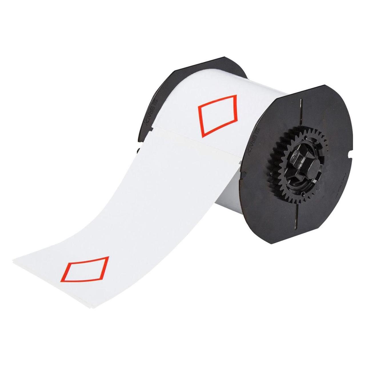 Brady B30-262-7569-CLP1, Vinyl, Weiss, glänzend, 105.00 x 155.00 mm, Layout L1 (1 rote Raute vorged (B30-262-7569-CLP1)