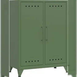 Bisley Fern Middle Sideboard aus Metall | Metallschrank im Retro-Instustrial Design in olivgrün