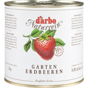Darbo Marmelade Naturrein Extra, Gartenerdbeeren, vegan, 55% Fruchtgehalt, 3 kg