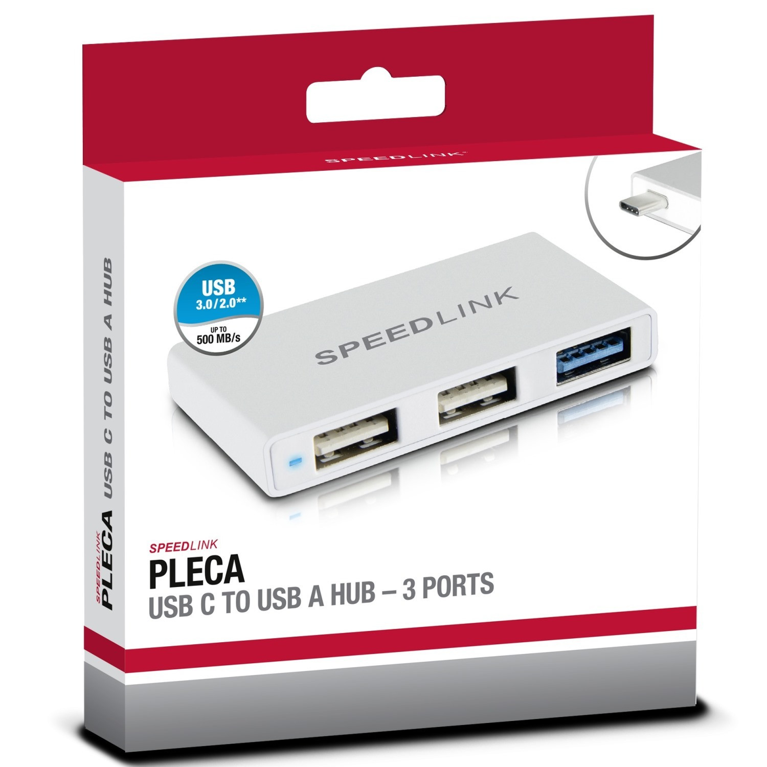 Speedlink USB-C naar USB-A adapter, zilver