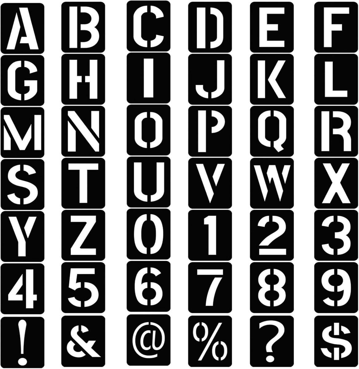 SnelShoppen 42-delige Letter en Cijfer Sjablonen - Herbruikbare Plastic Templates voor Schilderen en Knutselen