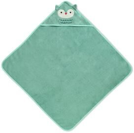 Delta Children Baby/Infant Hooded Bath Towel - Super Soft and Absorbent- Newborn Essential - Light Teal Owl
